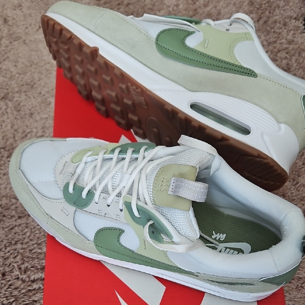 Nike Olive and White Air Max Sneakers